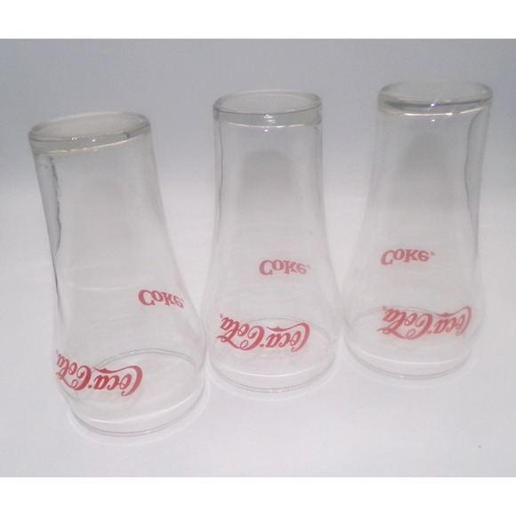 Vintage Coca-Cola Coke Soda Fountain Glass Red Double SIded Logo Red Letter Coke - Picture 16 of 16